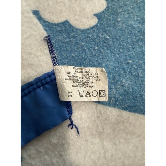 Vtg Disney Winnie The Pooh Piglet Blanket Clouds 93” X 70” Blue Binding Twin Bed - Picture 5 of 13